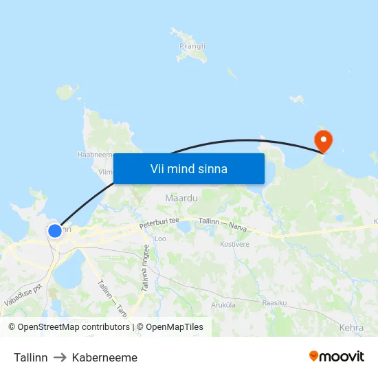 Tallinn to Kaberneeme map