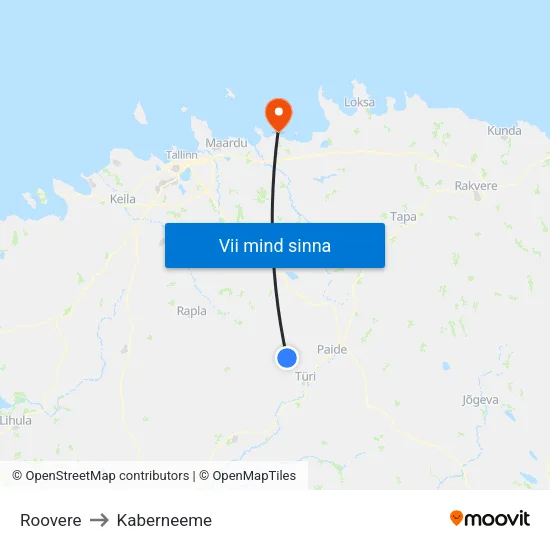 Roovere to Kaberneeme map