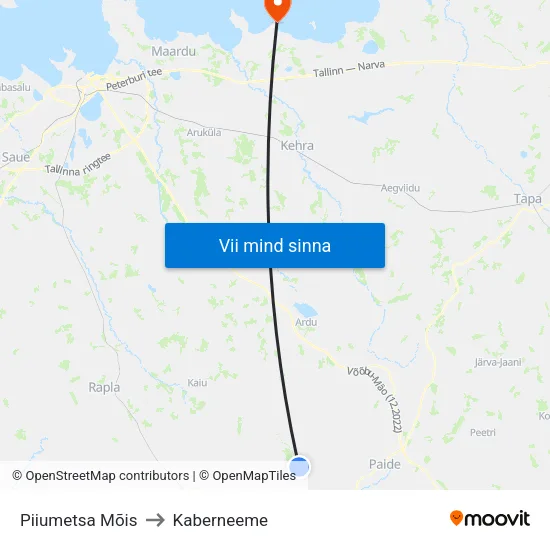 Piiumetsa Mõis to Kaberneeme map