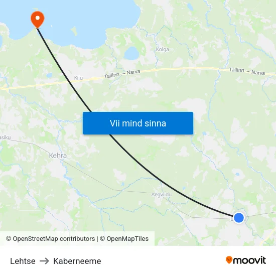 Lehtse to Kaberneeme map