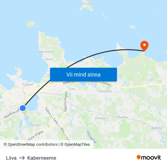 Liiva to Kaberneeme map