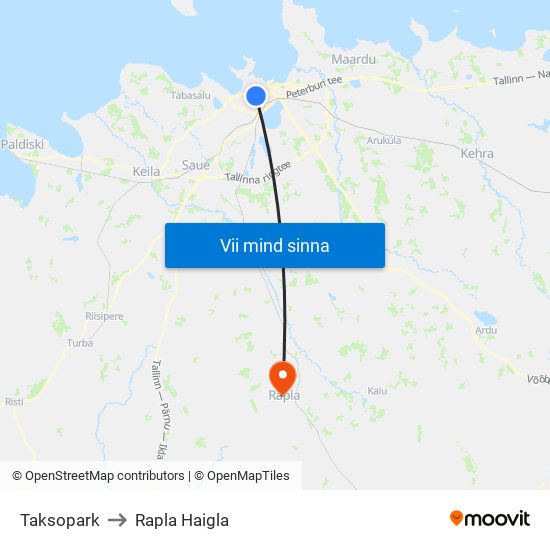 Taksopark to Rapla Haigla map