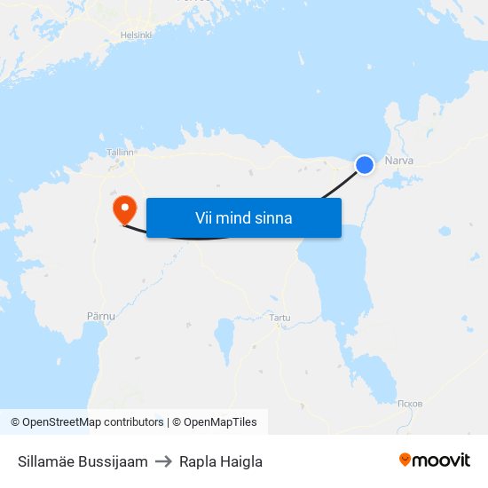 Sillamäe Bussijaam to Rapla Haigla map