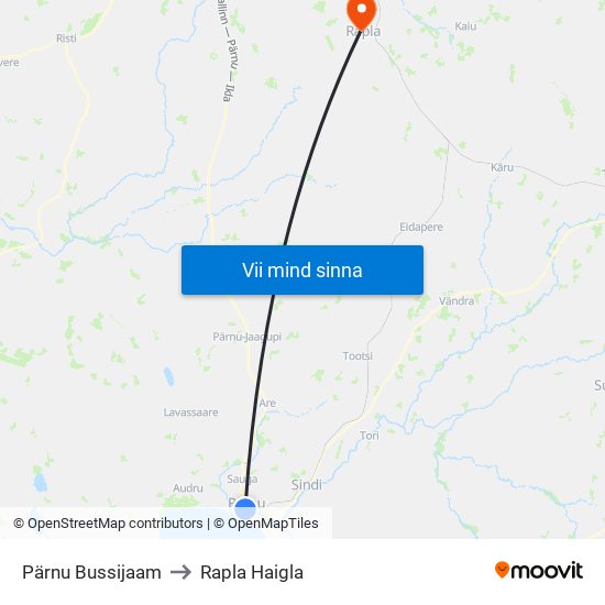 Pärnu Bussijaam to Rapla Haigla map
