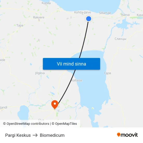 Pargi Keskus to Biomedicum map