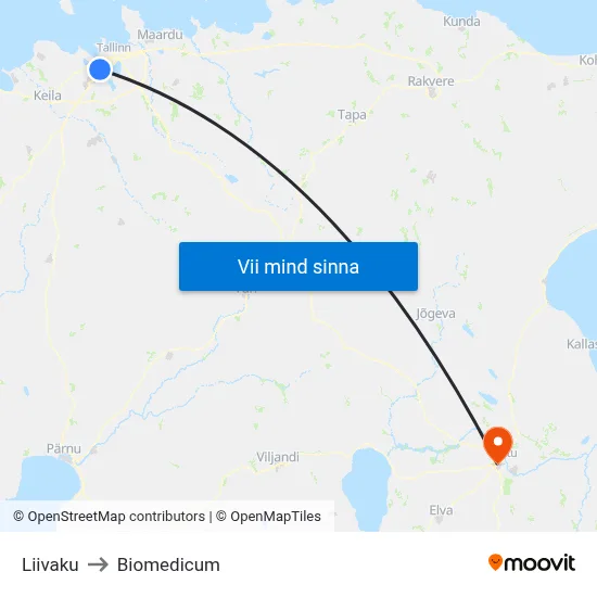 Liivaku to Biomedicum map