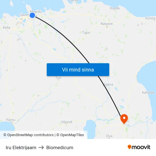 Iru Elektrijaam to Biomedicum map