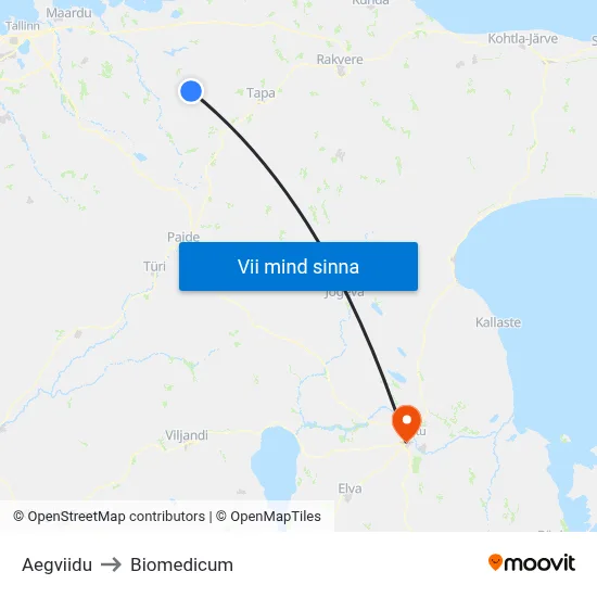 Aegviidu to Biomedicum map