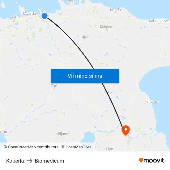 Kaberla to Biomedicum map
