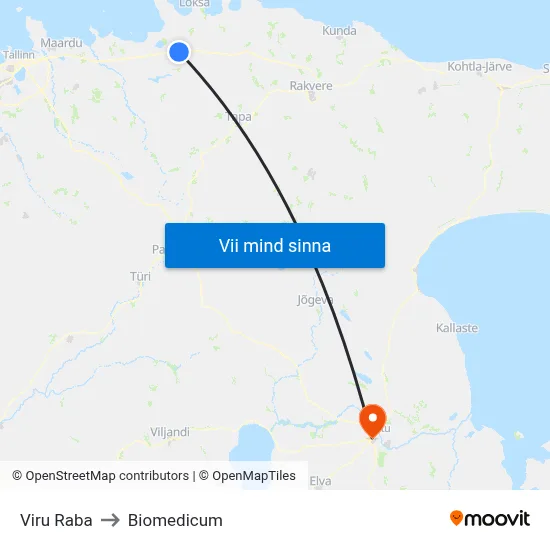 Viru Raba to Biomedicum map