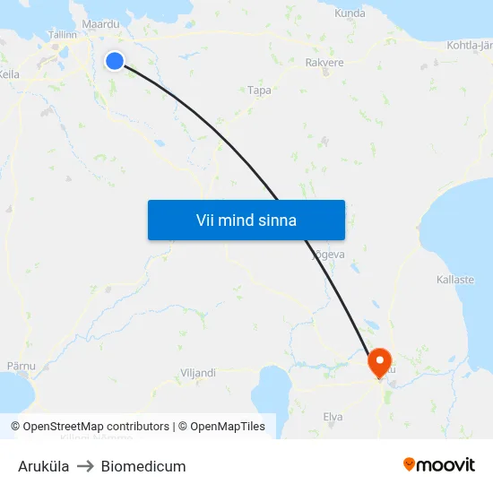 Aruküla to Biomedicum map
