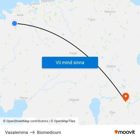 Vasalemma to Biomedicum map