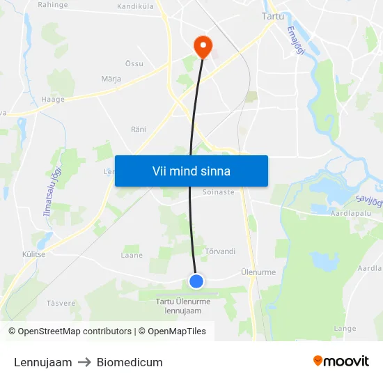 Lennujaam to Biomedicum map
