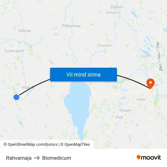 Rahvamaja to Biomedicum map
