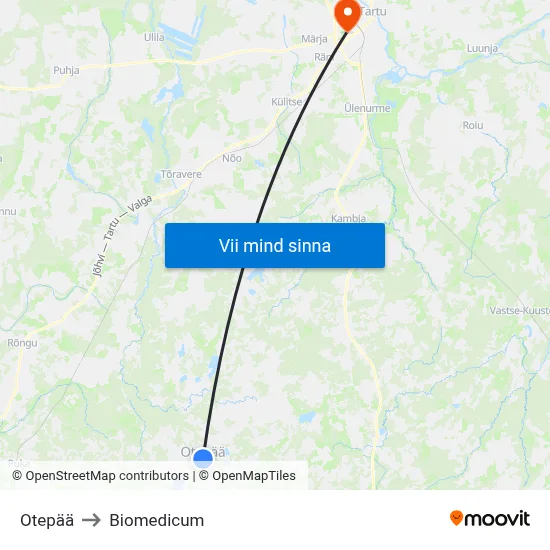 Otepää to Biomedicum map