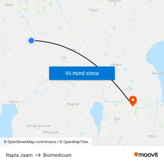 Rapla Jaam to Biomedicum map