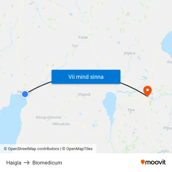Haigla to Biomedicum map