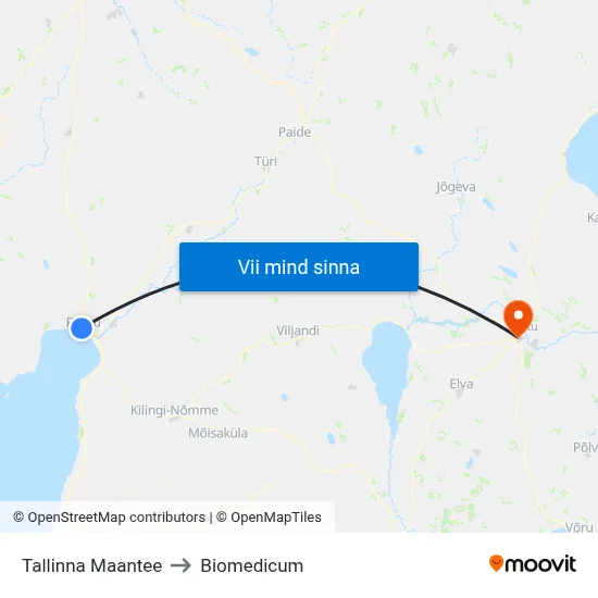 Tallinna Maantee to Biomedicum map