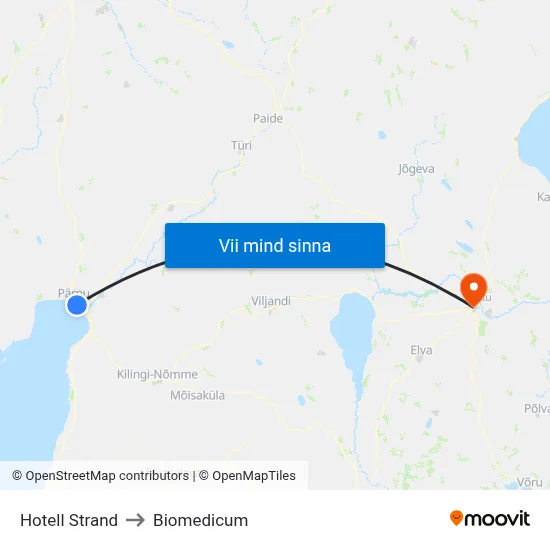 Hotell Strand to Biomedicum map