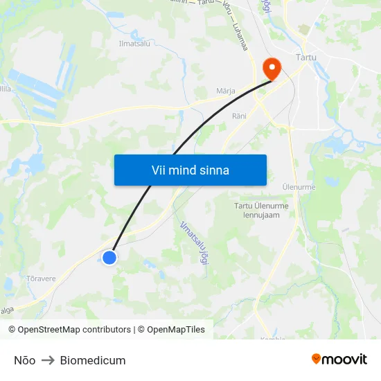 Nõo to Biomedicum map