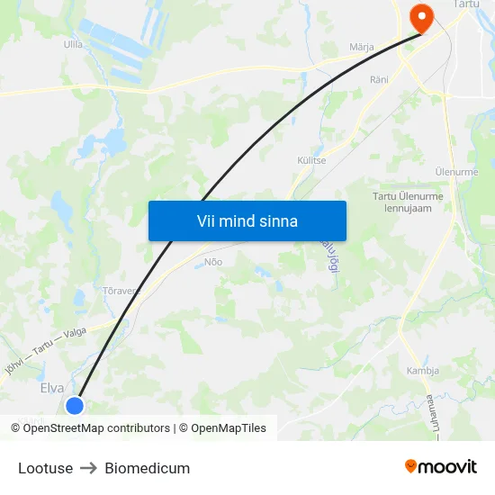 Lootuse to Biomedicum map