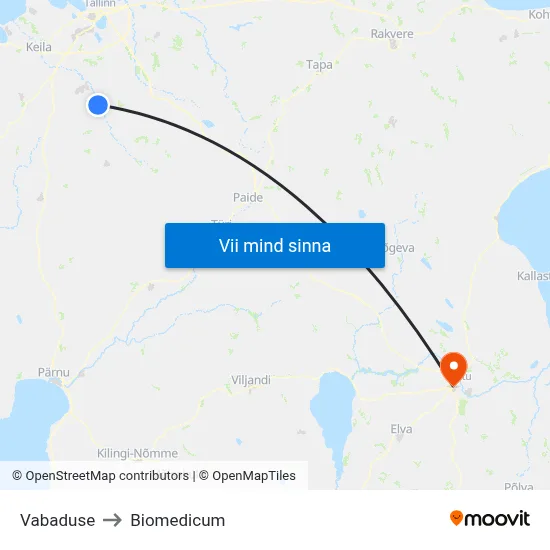 Vabaduse to Biomedicum map