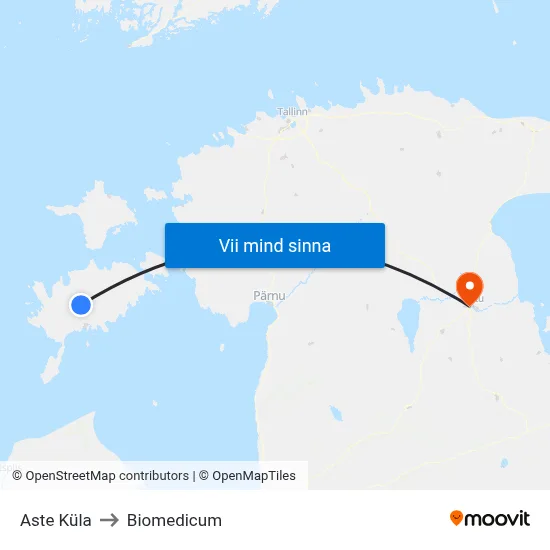 Aste Küla to Biomedicum map