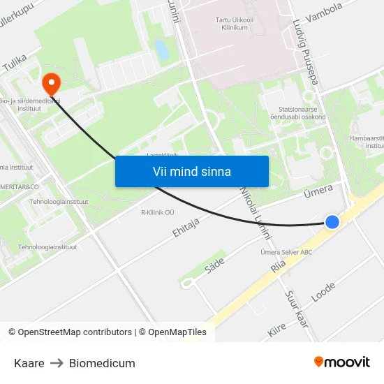 Kaare to Biomedicum map