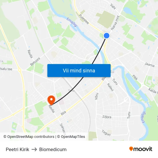 Peetri Kirik to Biomedicum map