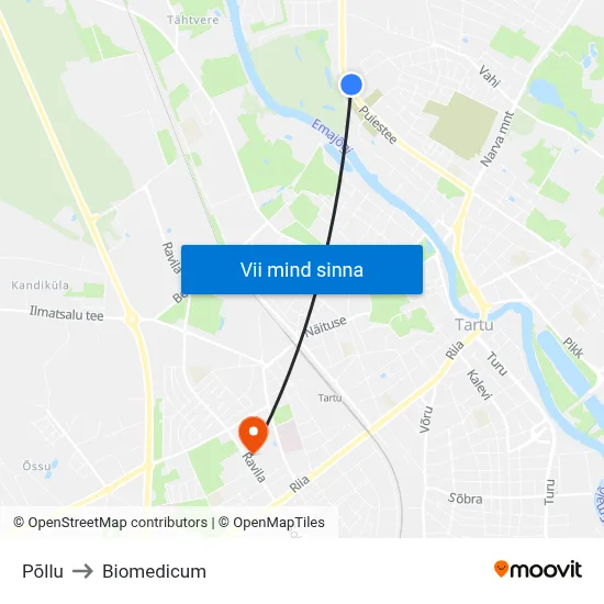 Põllu to Biomedicum map