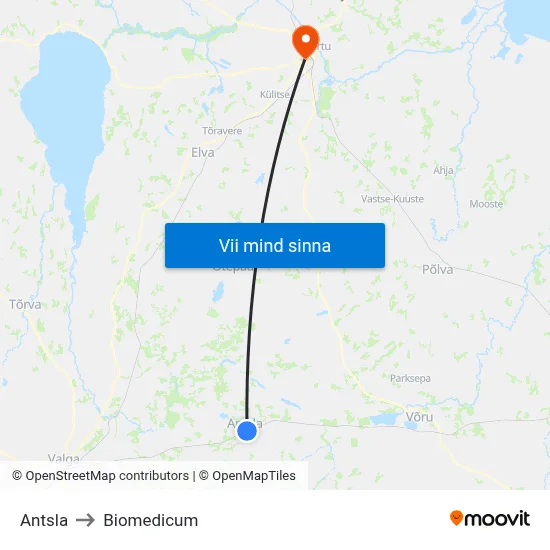 Antsla to Biomedicum map