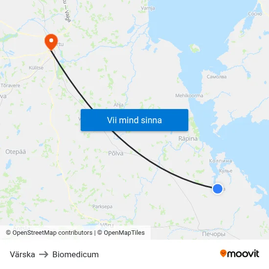 Värska to Biomedicum map