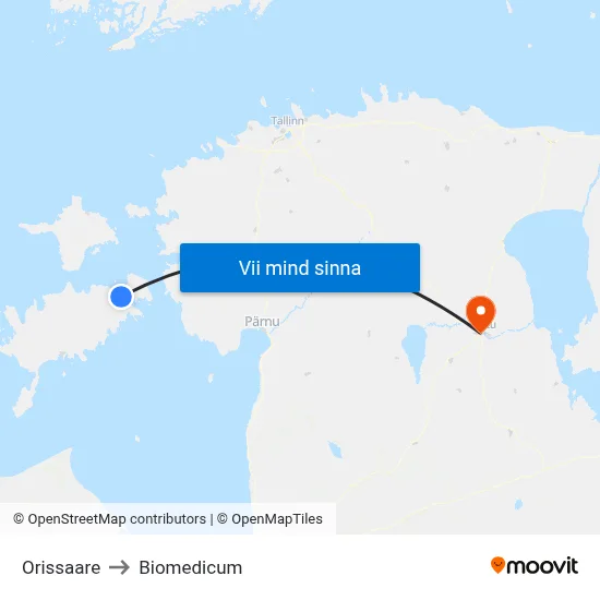 Orissaare to Biomedicum map