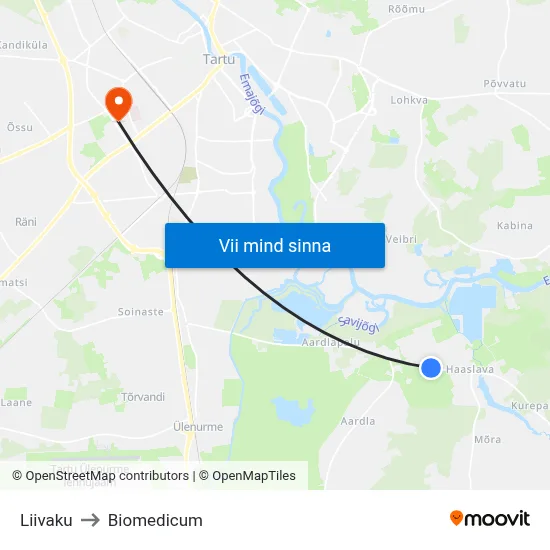 Liivaku to Biomedicum map
