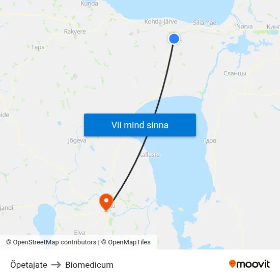 Õpetajate to Biomedicum map