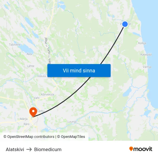 Alatskivi to Biomedicum map