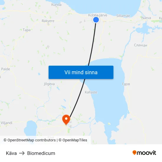 Käva to Biomedicum map