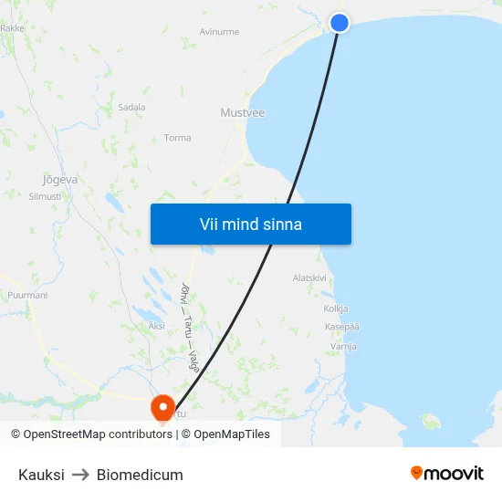 Kauksi to Biomedicum map