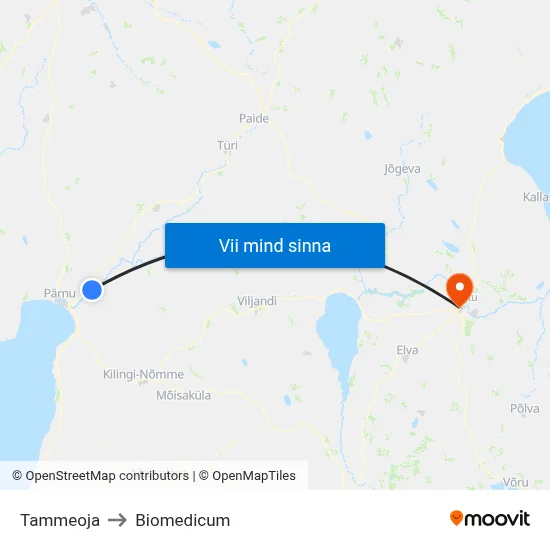 Tammeoja to Biomedicum map