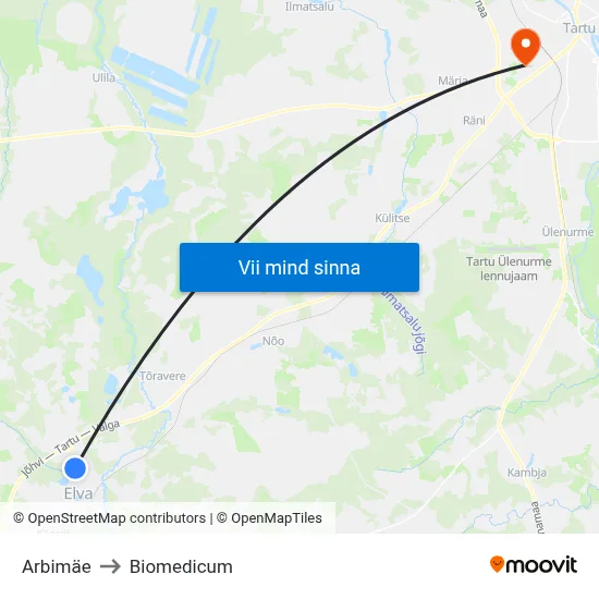 Arbimäe to Biomedicum map