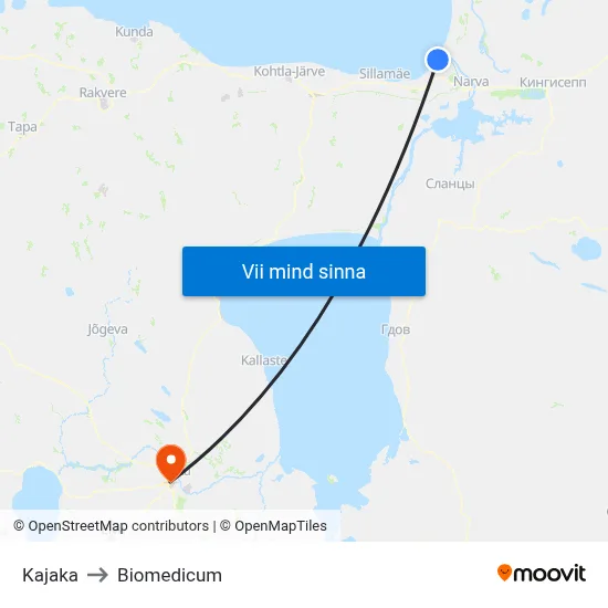 Kajaka to Biomedicum map