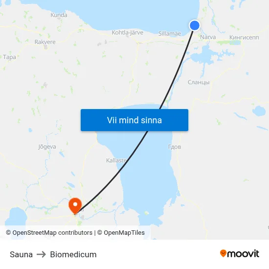 Sauna to Biomedicum map