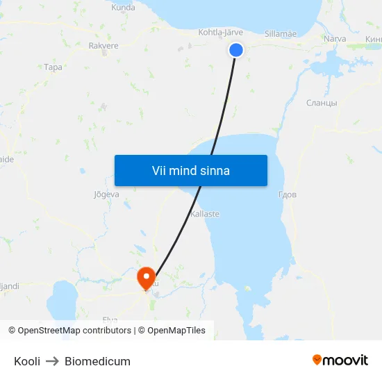 Kooli to Biomedicum map
