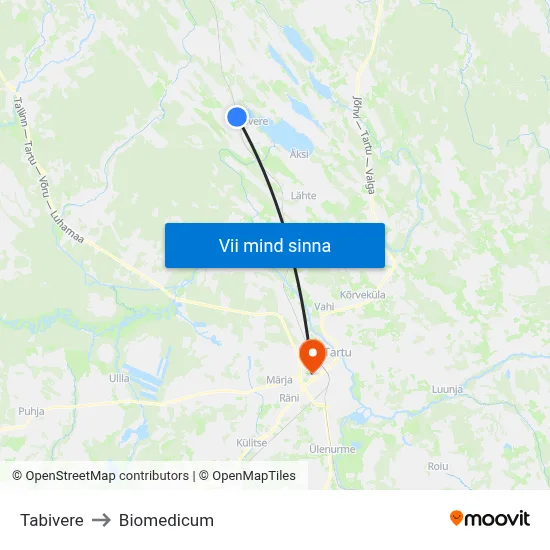 Tabivere to Biomedicum map