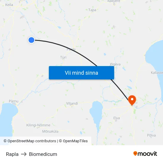 Rapla to Biomedicum map