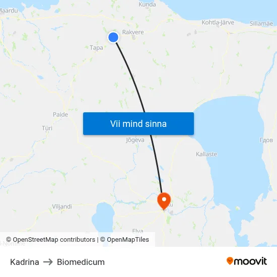Kadrina to Biomedicum map