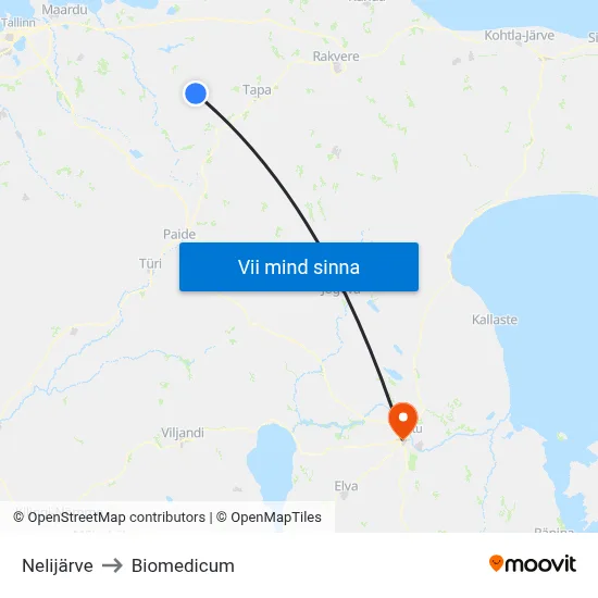Nelijärve to Biomedicum map