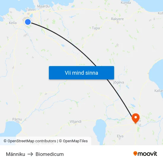 Männiku to Biomedicum map