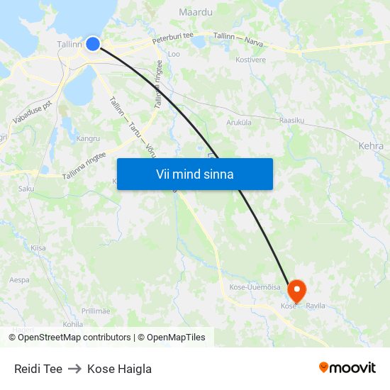 Reidi Tee to Kose Haigla map