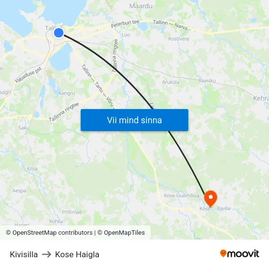 Kivisilla to Kose Haigla map